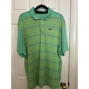 Nike Tiger Woods Men XL Dri-FIT ADV Stripe Golf Polo Green/Black/Pink DR5318-363
